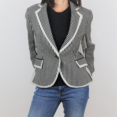 Chaqueta de rayas tipo Blazer con hombreras talla L