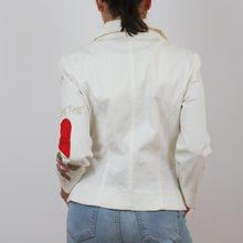 Cargar imagen en el visor de la galería, Chaqueta tipo Blazer blanca con estampado floral 96% algodón 4% elastano talla 44 IT (M) de Lui Jo
