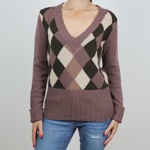 Jersey de pico rombos tonos morado marrón talla S de Blackburn by Noa Noa