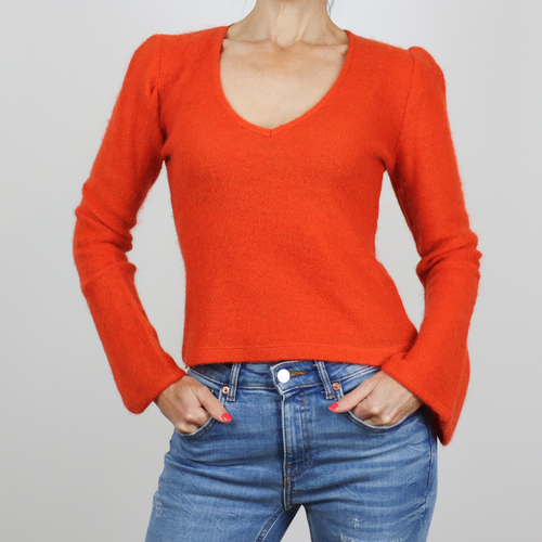 Jersey de pico color naranja detalle mangas abiertas talla S de Divina