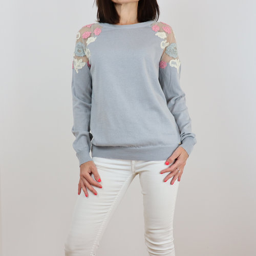 Jersey de lino largo cuello de pico color fucsia talla S de Bimba y Lola