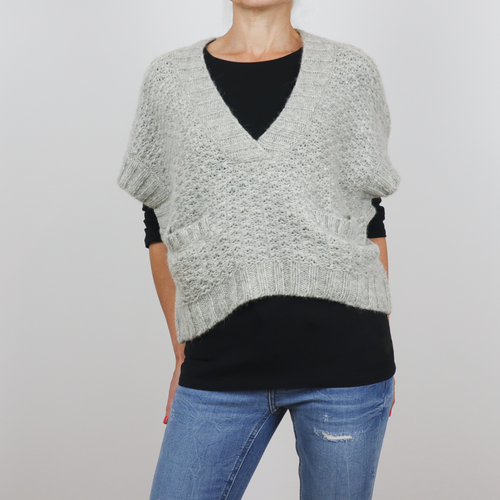 Chaleco amplio de lana color gris con bolsillos talla M de TCN