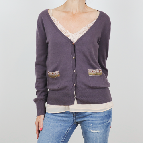 Chaqueta básica detalle bolsillos color morado talla M de Nice Things