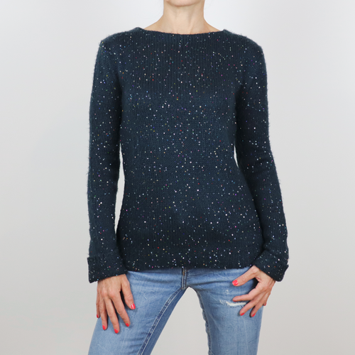 Jersey azul marino con lentejuelas de colores talla S dZe Zara