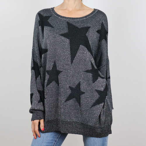 Jersey largo con estampado de estrellas color negro con brillos talla L de DBDA