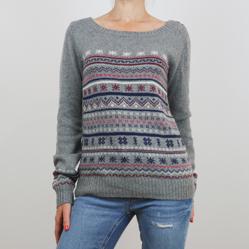 Jersey gris estampado modelo nórdico talla S de La Redoute