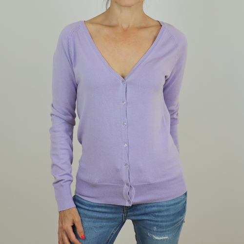 Chaqueta básica de punto color lila talla S de Zara 