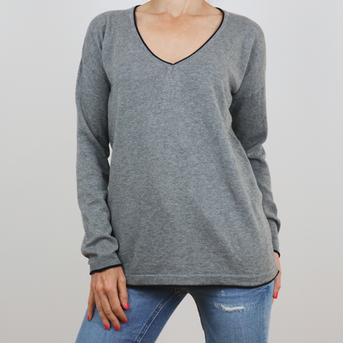 Jersey de pico gris detalle estrellas en la espalda talla M/L de Gerard Darel