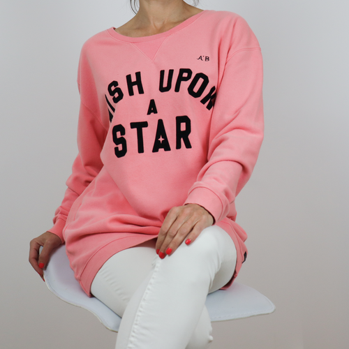 Sudadera larga color rosa salmón con mensaje Wish Upon A Star talla M de Scoth & Soda