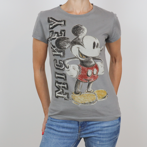 Camiseta de manga corta color gris motivo Mickey Mouse talla 38 (S/M) de Disney