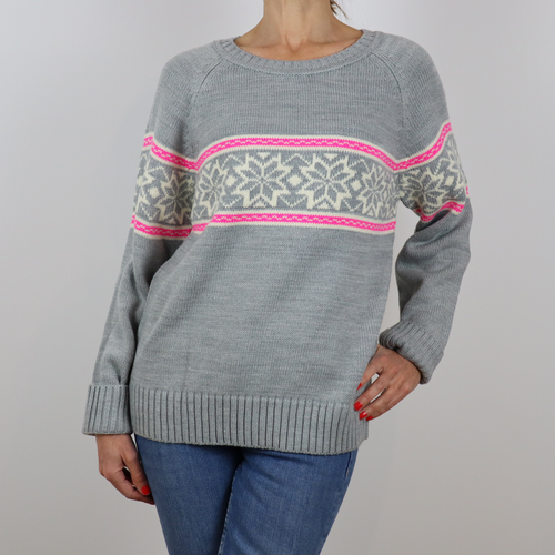 Jersey gris estampado nórdico en color rosa, talla L, de Green Coast